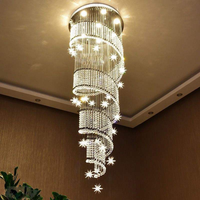 Lámpara colgante de bola LED para escaleras, iluminación de escalera larga y grande, cadena de cristal en espiral para hotel y hogar