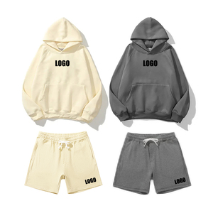 High Quality French Terry Custom <strong>Men's</strong> Screen Print <strong>Hoodie</strong> <strong>and</strong> Sweat <strong>Shorts</strong> Tracksuit <strong>Set</strong> <strong>Men's</strong> Sweatsuit <strong>Shorts</strong> - Product Image 2