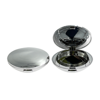 Nouvelle boîte compacte à poudre ronde argentée 4G avec couvercle rabattable, boîte vide en plastique pour blush, emballage cosmétique avec miroir