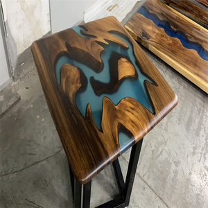 Óc chó tròn phòng khách tùy chỉnh cao cấp thiết kế đặc biệt tấm gỗ rắn ăn nhựa Epoxy rõ ràng sông cafe bảng - Product Image 2