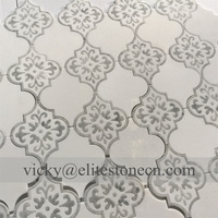 Tuiles en mosaïque de marbre blanc en métal doré de style nordique de luxe en forme de lanterne pour crédence de cuisine, salle de bain, salon, mur, sol
