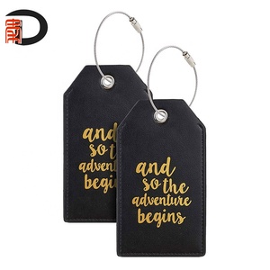 Étiquettes de bagages en cuir PU, avec fil de câble en acier inoxydable, Design personnalisé pour sac de <span class=keywords><strong>voyage</strong></span>, <span class=keywords><strong>bon</strong></span> marché, pièces - Product Image 6