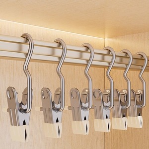 K280, <span class=keywords><strong>cintres</strong></span> portables en acier inoxydable pour vêtements, chaussettes de voyage, organisateur de pantalons avec crochets à linge, épingles suspendues pour placard - Product Image 4