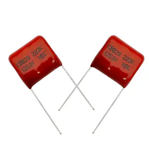 Condensador de película de polipropileno Cbb, montaje en superficie de hoja de datos, alta tensión, Ac Cbb28 223j 2kv 2000v, rojo-marrón