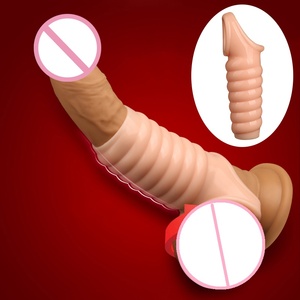 Wieder verwendbare Silikon Penis Ärmel Schwanz verlängerungen Herren Sexspielzeug-Delay Ring Kondom Produkt - Product Image 4