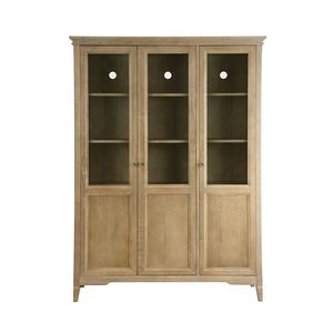 <strong>French</strong> Vintage Style Natural Solid Wood Glass Door Book <strong>Shelf</strong> 3 Doors Bookcase - Product Image 1