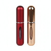 Atomizador de Perfume de Aluminio Anodizado Mate de Lujo de 5 ml, Botella Recargable con Relleno desde la Parte Inferior, Mini Spray de Viaje con Ventana Visual y Logotipo Personalizado