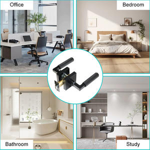 Suministro de fábrica, manija de puerta moleteada para dormitorio, cerraduras de puerta Interior simples minimalistas tubulares, manija de puerta negra para oficina - Product Image 4