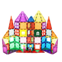 Wellbbplay 60 pièces Blocs de construction magnétiques et bâtonnets Jouet éducatif en plastique de grande taille Modèle à l'échelle 1:8 pour les enfants de 5 à 7 ans