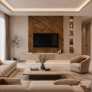Dalle de marbre brun Rain Forest aux tons chauds, veinage naturel ressemblant à une racine, pour murs, sols et comptoirs intérieurs de luxe - Product Image 2