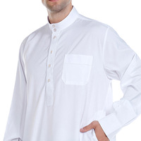 Thobe Arabe Style Saoudien de Haute Qualité pour Hommes, Vêtements Musulmans en Coton, Tenue Ethnique du Moyen-Orient pour le Ramadan, Abaya de Prière