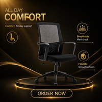 Chaise de bureau exécutive moderne de haute qualité, réglable, en maille noire, pivotante, confortable, pour la maison, le bureau, l'école, l'hôpital, le personnel