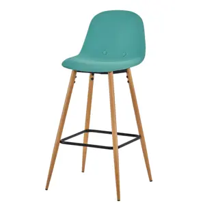 금속 다리처럼 등받이가있는 가죽 바 의자 저렴한 하늘색 바 가구, 바 가구 현대 벨벳 패브릭 KD