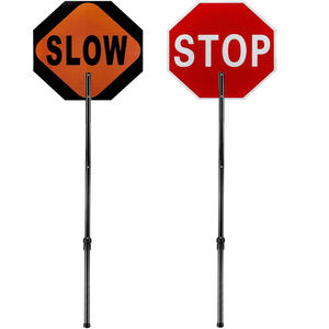 ป้ายหยุดถนนแบบสะท้อนแสงทำจากรังผึ้งไม้พายสองด้านยืดได้สำหรับพนักงาน - Product Image 1