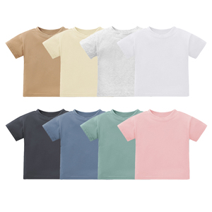 Mới Màu Rắn Màu Hữu Cơ Bông Bé <span class=keywords><strong>T</strong></span>-Shirt Mùa Hè Hàng Đầu Áo Sơ Mi Trẻ Em Trẻ Em Áo Sơ Mi Bán Buôn - Product Image 1