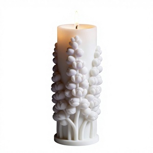 Moldes para Velas Aromáticas Creativas de la Serie Lavanda Hechos a Medida, Diseño de Relieve Floral, Molde Cilíndrico para Pasteles Personalizable - Product Image 2