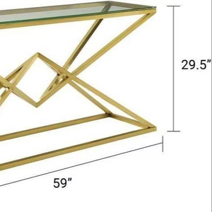 เฟอร์นิเจอร์ห้องนั่งเล่นสไตล์โมเดิร์นหรูหรา โต๊ะคอนโซลเหล็กพร้อมหินอ่อนสีขาว รูปทรงสี่เหลี่ยมผืนผ้า ดีไซน์สไตล์อินดัสเทรียลที่เป็นเอกลักษณ์ - Product Image 1