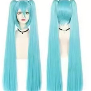 Nouvelle Arrivée Perruque Longue pour Femme en Fibre Haute Température, Ondulée Lisse Effet Soie Rose, avec Double Fixation, Densité 180%, pour <span class=keywords><strong>Cosplay</strong></span> Blue <span class=keywords><strong>Miku</strong></span>, Fabriquée à la Machine - Product Image 1
