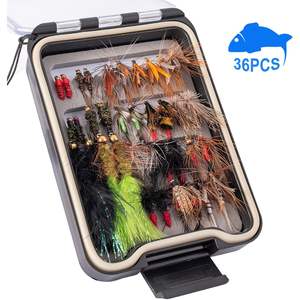 Kit de mouches de pêche à la mouche Ansnbo, assortiment de nymphes sèches et humides, streamers pour la truite en eau douce, boîte étanche - Product Image 3