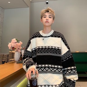 Pull en tricot épais pour <span class=keywords><strong>homme</strong></span>, style ample et décontracté, pour couple, avec motif jacquard Fair Isle rétro tendance automne-hiver - Product Image 6