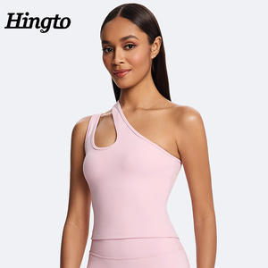 पुनर्नवीनीकरण स्पोर्ट्स बनिट जिम कसरत योग सक्रियवियर एथलेटिक टॉप थोक एक कंधे से महिला फिटनेस के लिए खेल ब्रा - Product Image 6