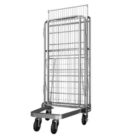 Chariot en acier galvanisé de grande capacité robuste, résistant à la corrosion, design pliable, conteneur à roulettes empilable