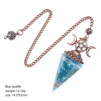 Pendentif Hexagonal Triple Lune Rouge Antique en Cristal Naturel et Résine pour Yoga, Méditation, Guérison Énergétique, Pierre Précieuse en Gros