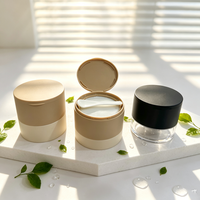 Pot en plastique PET à paroi épaisse, à large ouverture, avec couvercle à clapet et spatule, brun mat, pour crème, baume démaquillant, gommage corporel, vente en gros, OEM