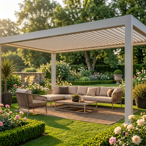 Pergola à lames orientables en aluminium imperméable RKOVE RK-C1 3x4m avec stores latéraux rétractables pour cour extérieure - Product Image 1