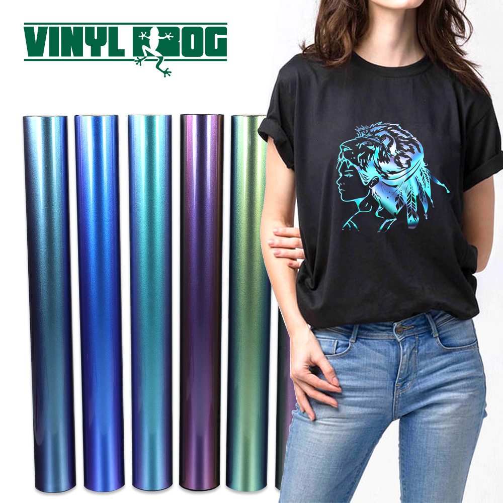 Custom Textile Chameleon PVC PU Thermal Press Vinyl Rolls Film Htv Heat Transfer Vinyl For Tshirt Clothing Logo