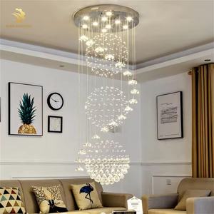 Benutzer definierte große Gold moderne Kristall Kronleuchter LED Treppe Hotel Esszimmer Pendel leuchten - Product Image 4