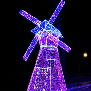 Décoration de Noël extérieure lumineuse à motif moulin à vent LED, affichage de roue éolienne illuminée - Product Image 1