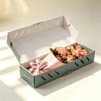 Boîte en carton vide personnalisable avec logo pour fleurs et vase, emballage recyclable, boîte de livraison durable, boîte d'expédition pour bouquets