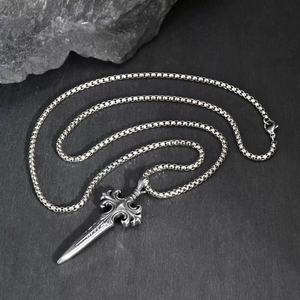 Liontin Salib Pedang Baja Anti Karat Trendy Hip Hop untuk Pria, Perhiasan Korea untuk Pembuatan Kalung - Product Image 3