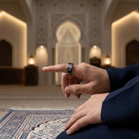 Anillo Inteligente Musulmán con Asistente de Salud 24/7, Contador de Tasbeeh, Monitor de SpO2, Frecuencia Cardíaca y Sueño, 5 Recordatorios de Salat con Vibración