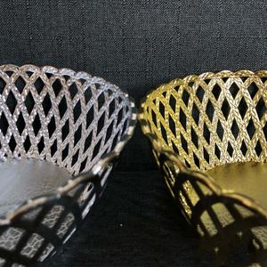 8 "or argent rond subtilité léger compact squelette losange motif bol décoratif fruits plat plateau chargeur <span class=keywords><strong>assiette</strong></span> - Product Image 4