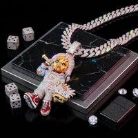 Colgante de Personaje de Muñeca de Terror con Incrustaciones de Moissanita en Plata 925 para Hombre, Estilo Hip Hop, Regalo para Fiestas