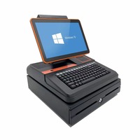 POS-терминал RUINAI 15,6 дюйма, черный, с Windows/Android, клавиатурой, денежным ящиком, встроенным принтером, все в одном