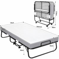 Lit pliant moderne Queen Size avec matelas, lit d'appoint multifonctionnel pour hôtel, mousse à mémoire de forme confortable, cadre en fer peu encombrant avec roulettes
