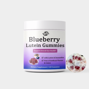 Bonbons gélifiés à la myrtille et à la lutéine en marque privée, emballés individuellement, ingrédients propres, complément alimentaire pour la santé des yeux, gummies OEM ODM - Product Image 1