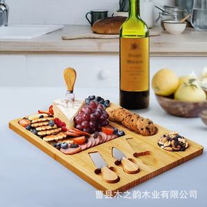 Bamboo <b>Cheese</b> Board With <b>Knives</b> And Forks <b>Set</b> For Serving Food And Drinks - Product Image 3