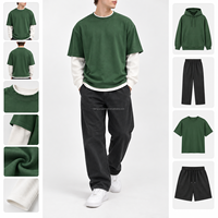 T-shirt surdimensionné pour homme, style décontracté streetwear, vert, coupe ample, en coton, style superposé, haut basique, t-shirts personnalisables avec logo