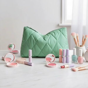 Bolsa de Maquillaje Personalizada al por Mayor, Ecológica, Acolchada, con Cierre, Bolsa de Cosméticos Portátil para <span class=keywords><strong>Viajes</strong></span>, para Chicas - Product Image 3