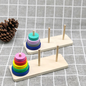 Juego de apilar torres de madera de haya unisex DIY, juguete educativo popular para niños de 2 a 4 años, mejora la creatividad - Product Image 1