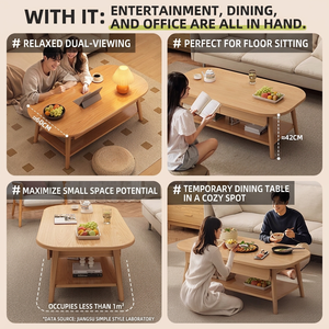 Table basse moderne en bois écologique avec tiroirs de rangement et pieds coniques pour petit appartement - Product Image 2