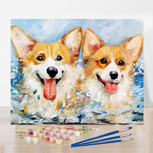 Immagine di cani adorabili pittura fai da te con i numeri pittura acrilica per numero <span class=keywords><strong>olio</strong></span> dipinto a mano <span class=keywords><strong>su</strong></span> <span class=keywords><strong>tela</strong></span> per la decorazione domestica del soggiorno - Product Image 1