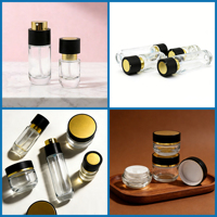 Bocaux en verre recyclables de 30g, 50g, 100g avec bouchon à vis en plastique pour cosmétiques, soins de la peau et crèmes visage/yeux, certifiés ISO9001