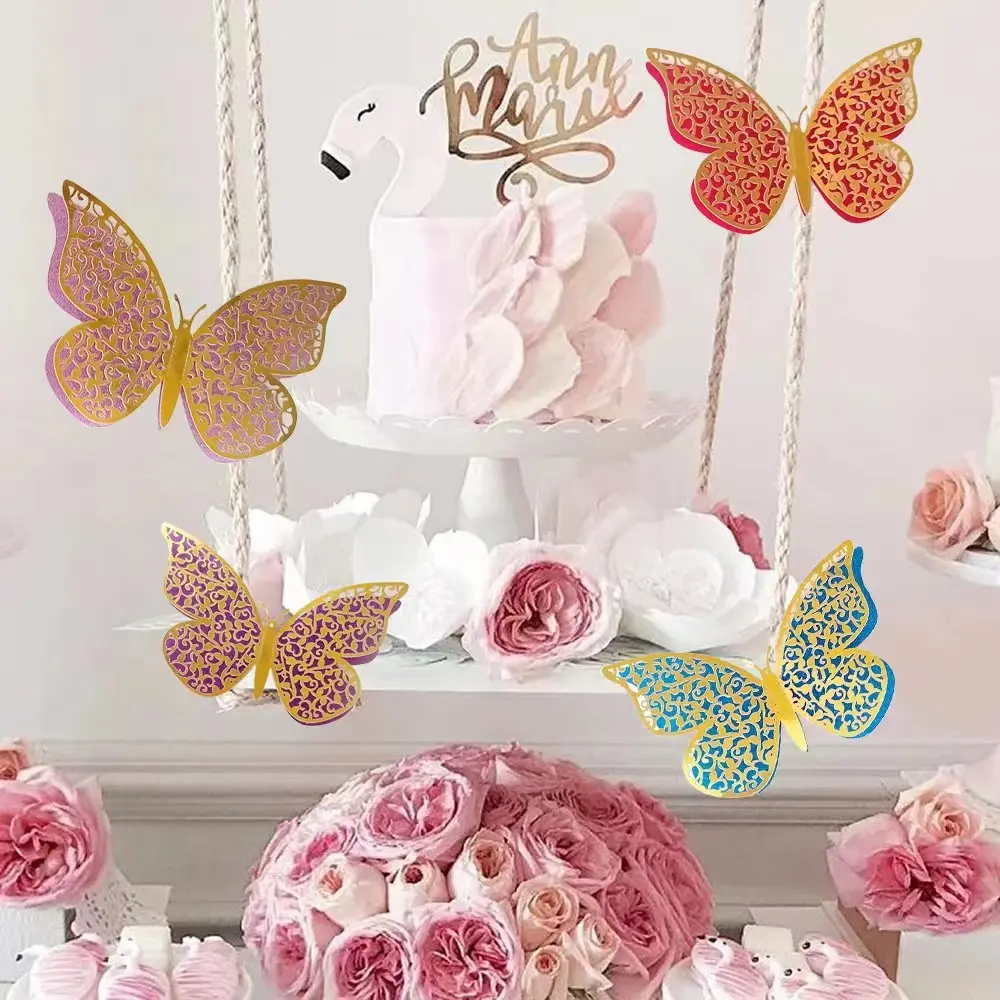 Wedding party decorations Metal butterfly wedding decorations 3D gold sliver butterflies decorations party supplies