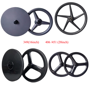 Ruedas de Disco de Carbono de 20 Pulgadas 406/451 para <span class=keywords><strong>Bicicleta</strong></span> BMX, Rueda de Tres Aspas de Carbono, Ruedas Ligeras de Carrera para Plegables Brompton/<span class=keywords><strong>Dahon</strong></span> - Product Image 1