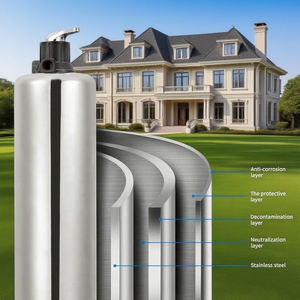 Adoucisseur d'eau en acier inoxydable pour salle de bain, filtre à eau pour toute la maison avec pompe et tension PLC 220V - Product Image 6